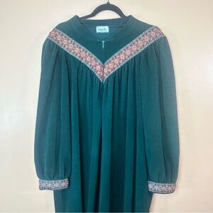 Vanity Fair Emerald Green Zip Front Fleece House Coat Robe Women Plus XXXL